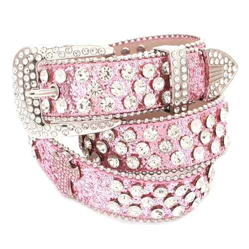 Sequins Waist Belt With Pin Buckle PU Leather Waist Belts For Rock Fan Wear Adjustable Length Belt