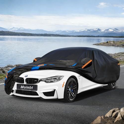 Image of Custom Fit Car Cover for BMW 4 Series 425i, 430i, 440i, M440i, M4 Sedan /Coupe, Upgraded Waterproof All Weather Outdoor Auto Cover with Driver Door Zipper & Mirror Pockets, UV /Snow Protection