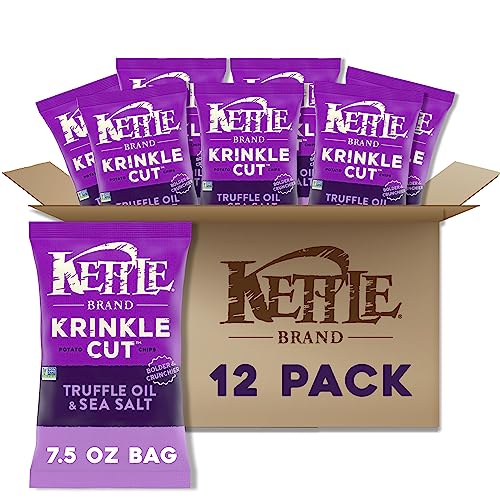 Image of Kettle Brand Potato Chips, Krinkle Cut, Truffle Oil & Sea Salt Kettle Chips, 7.5 Oz (Pack of 12)