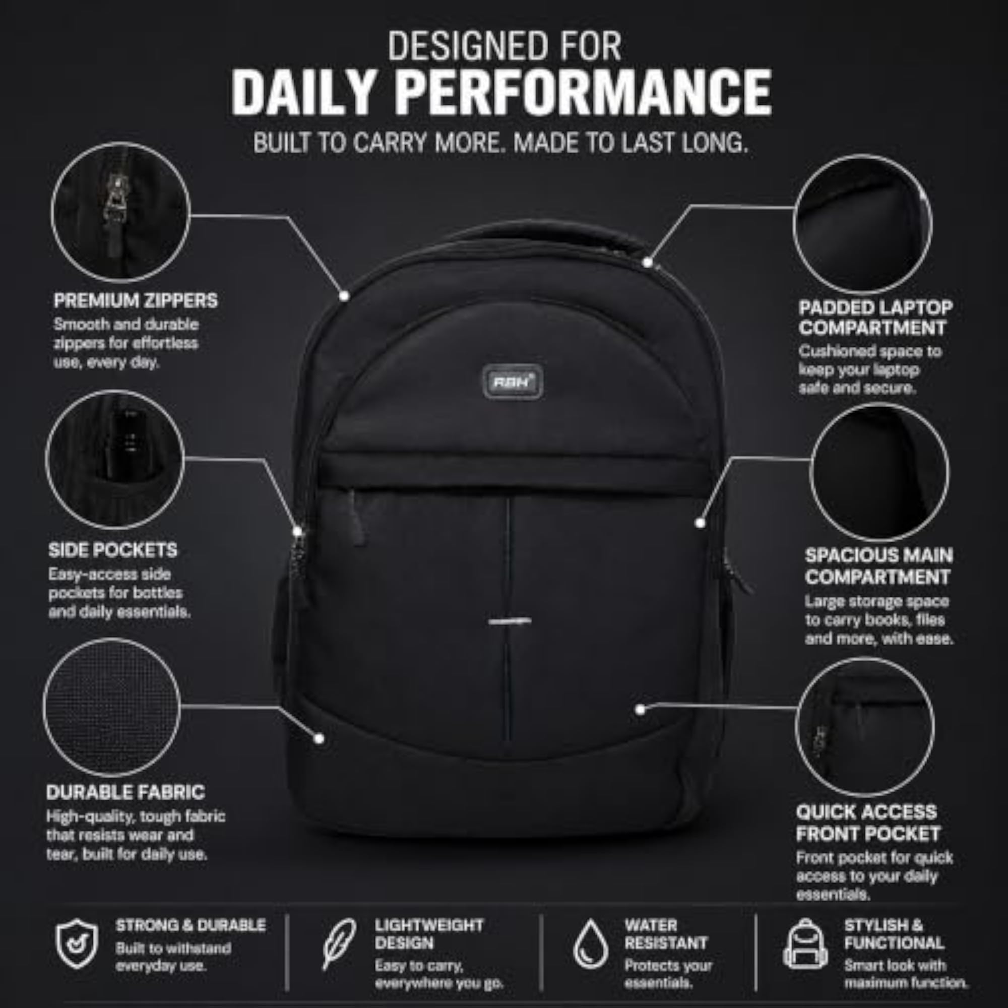 Water Resistant Laptop Backpack for Men & Women, 35L