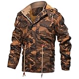 Herren Lederjacken Winter Fleece Dicke Herren Kapuze PU Mäntel Motorrad Outwear, gelb, XXL