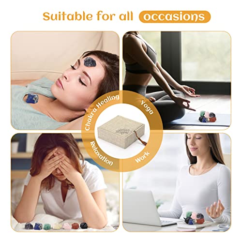 Therapeutic Crystals Set Embody 7 Chakra Stones, 7 Crystals Necklaces, Lava Bracelet, Moon crystal pendant necklace in Jewel Field, Actual Gem stones and Crystals Present Set for Witchcraft, Meditation, Yoga