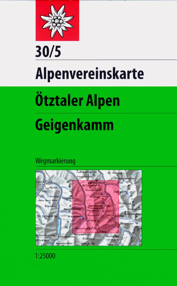 Ötztaler Alpen Geigenkamm (30/5): Wegmarkierung (Alpenvereinskarte)
