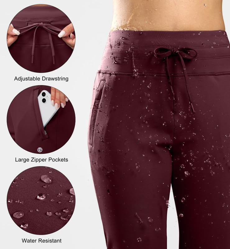 G Gradual Women's Fleece Lined Joggers High Waisted Water Resistant Thermal Winter Sweatpants Running Hiking Pockets - Image 4