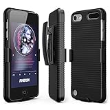 iPod Touch 6 Case, iPod Touch 5 case, Rhidon Case Combo Slim Hard Holster Open-Face Sport Cover with Holster Kickstand and Locking Belt Swivel Clip for Apple iPod touch 5 6th Generation (Black)