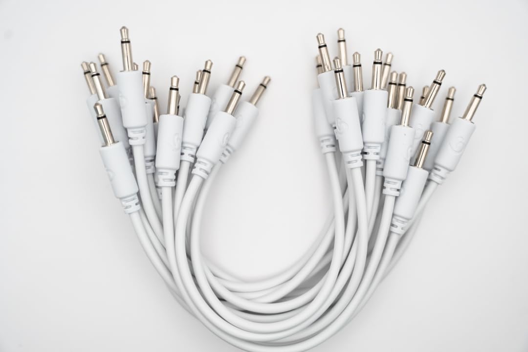15 Eurorack Patchkabel 9cm - TS 3,5mm Mono - Einzeln Getestet - Weiß