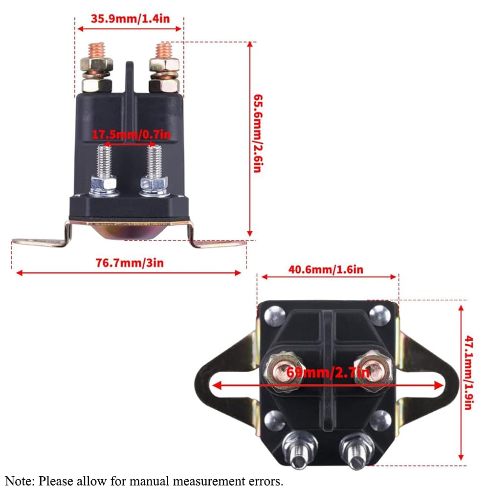4 piezas de repuesto de solenoide de arranque de motor de bobina de latón de 12 V, kit de relé de arranque de solenoide para cortacésped Castel Garden