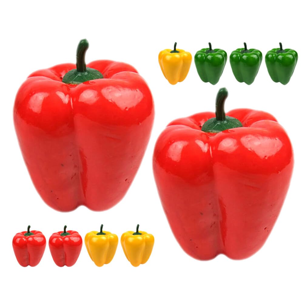 Alipis Artificial Bell Pepper 12pcs Fake Veggies Vegetables Photography Props Colorful Bell Peppers for Decoration Green Red Yellow