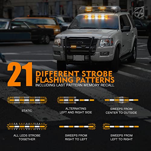 Xprite 31" COB Emergency Strobe Traffic Advisor Light Bar w/ 21 Flash Patterns, Directional Flashing Safety Strobe Light, for Vehicles Trucks SUV ATV Cars (White&Amber) by Xprite - Image 2