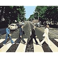 Meecaa The Beatles Street Olieverfset op nummer voor volwassenen, beginners, 40,6 x 50,8 cm (de Beatles, zonder lijst