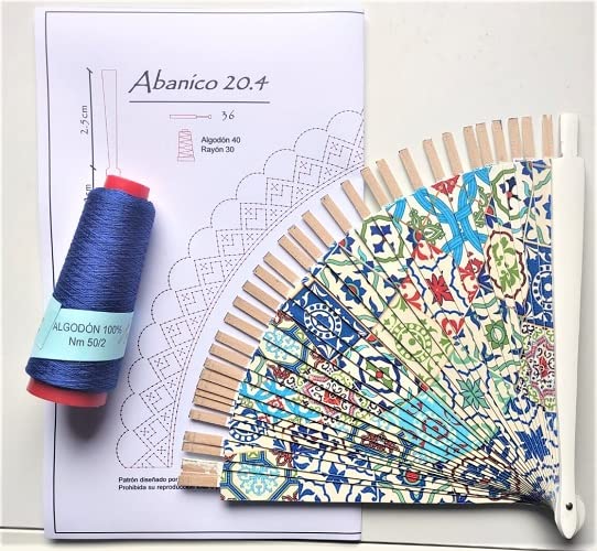Kit para hacer abanico de encaje de bolillos mod. mosaico