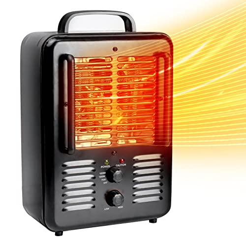 EVELYN Milkhouse Space Heater, 1500W Heater with Thermostat, 3 Heat Settings, Safe and Quiet Ceramic Heater, Ideal for Bedroom, Office and Bathroom