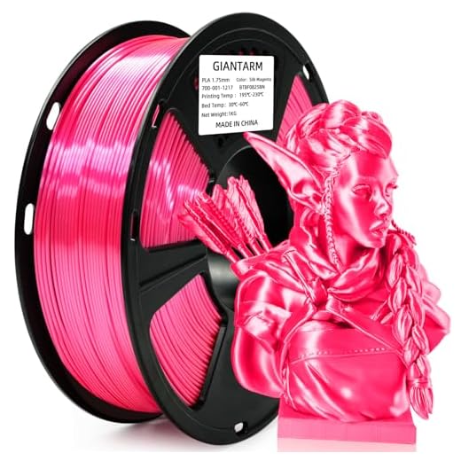 ⚡ GIANTARM 3D Printer PLA Filament, Shiny Silk Rose Pink Magenta Toughness Enhanced Filament with 1.75mm Dimensional Accuracy +/-0.03mm, 1080 Feet per Roll, Vacuum Packaging, for Most 3D FDM Printer