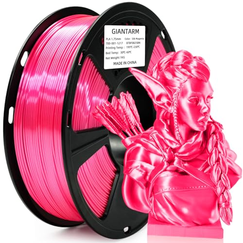 Image of GIANTARM 3D Printer PLA Filament, Shiny Silk Rose Pink Magenta Toughness Enhanced Filament with 1.75mm Dimensional Accuracy + /-0.03mm, 1080 Feet per Roll, Vacuum Packaging, for Most 3D FDM Printer