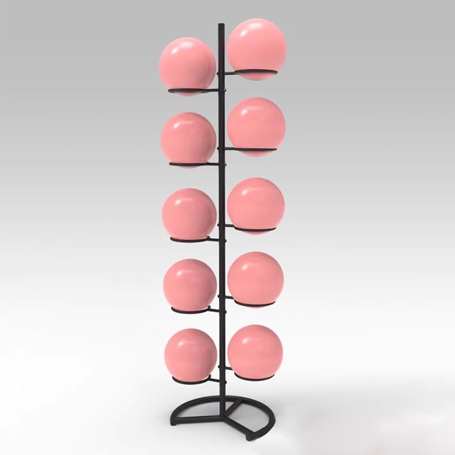 Commercial Gym Exercise Ball Holder Commercial Black Pilates Ball Cart with Round Brackets, Tall Upright Organizer Holder for Fitness Room/Gym/Studios/Home Display, Save(One Color 9)