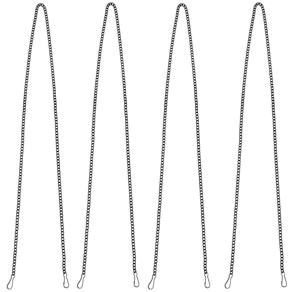 Beebeecraft 1 Box 4Pcs Hanging Chain with Snap Clips 39.37in Iron Hanging Chains for Bird Feeders Planters Lanterns Billboard Wind Chimes Flower Pot Garden (Black)