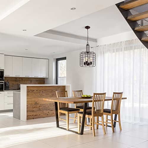 Design House 587337 Ajax Industrial Modern 4-Light Indoor Chandelier Metal Wire Cage for Entryway Dining Room Foyer, Coffee Bronze - Image 6