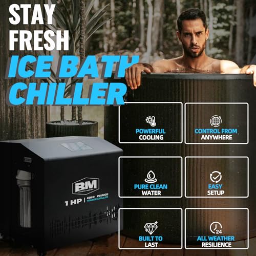 Water Chiller for Cold Plunge - 1HP Hot and Cold Modes Ice Bath Water Chiller, WiFi, Filters, Ozone, Cold Plunge Tub with Water Chiller, Recovery Chiller for Ice Bath Tub