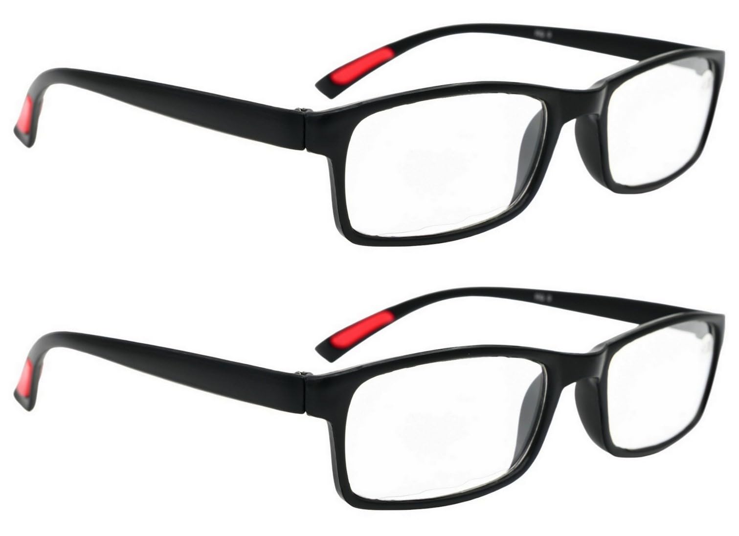 Fads & Fashions Unisex 2 X Pairs Black & Red 2 X Pairs Tr90 Bendable, Flexible Reading Glasses Quality Lenses, Super-Lite With 13 Lens Strengths Rg9 (, 1.25)