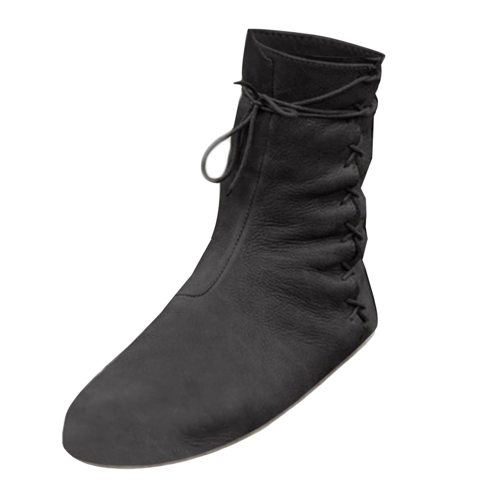Generisch Stivali medievali rinascimentali, medievali, da uomo, da donna, da cavaliere, stile retrò, morbidi, comodi da cowboy, in pelle PU, con lacci, antiscivolo