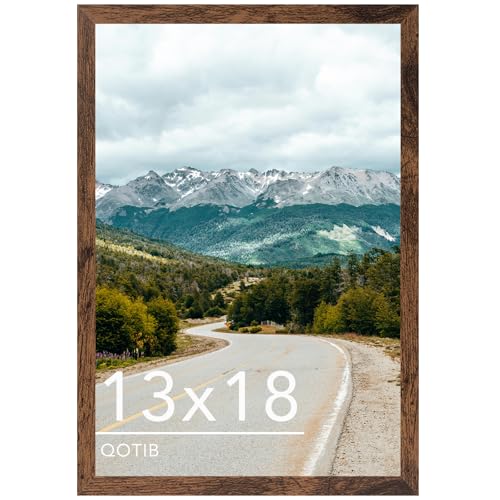 QOTIB 13x18 Picture Frame Deep Brown for Wall Hanging Wood 13 x 18 Frame Poster Photo Frame for Wall Horizontally or Vertically Deep Brown 1 Pack