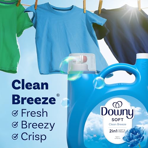 Image of Downy Fabric Softener Liquid (Fabric Conditioner), Clean Breeze Scent, 140 fl oz, 190 Loads