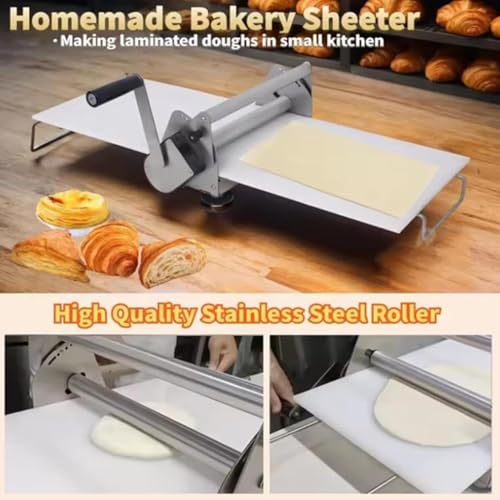 Máquina laminadora de masa, laminadora manual de pastelería, grosor ajustable, equipo de panadería comercial plegable