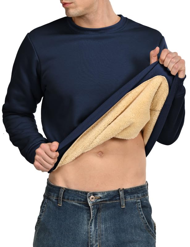 ozkzdpMen's Sweatshirts Fleece Jumper Thick Crew Neck Pullover Classic Warm Winter Sweat Shirt