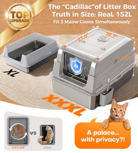 Arenero para gato XL de acero inoxidable con filtro de carbón miniatura 2
