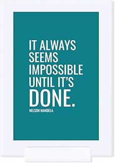 Andaz Press Motivational Framed Desk Art, It Always Seems Impossible Until It's Done, Nelson Mandela, 4x6-inch Inspirational Success Quotes Office Home Art Gift Print, 1-Pack, Includes Frame