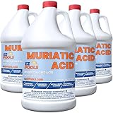 EZ Pools Muriatic Acid for Swimming Pools & Spas – Pack of 4 Gallons, Lowers pH, Muriatic Acid for Pools (HCL), pH Reducer for Water Balancing