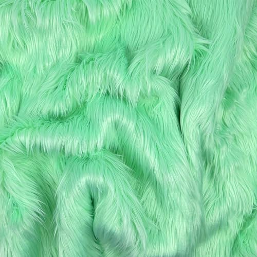 Barcelonetta | Faux Fur Fabric | by The Yard | 60" Wide Roll | Fur Fabric for DIY Projects, Craft Supply, Costume, Decoration, Upholstery, Plush Furry Material (Mint, One Yard)