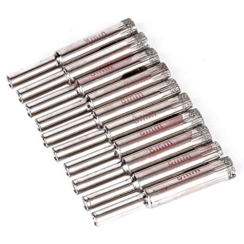 10pcs Diamond Holesaw 8mm Drill Bits Sets for Glass Tile Ceramic Marble Porcelain