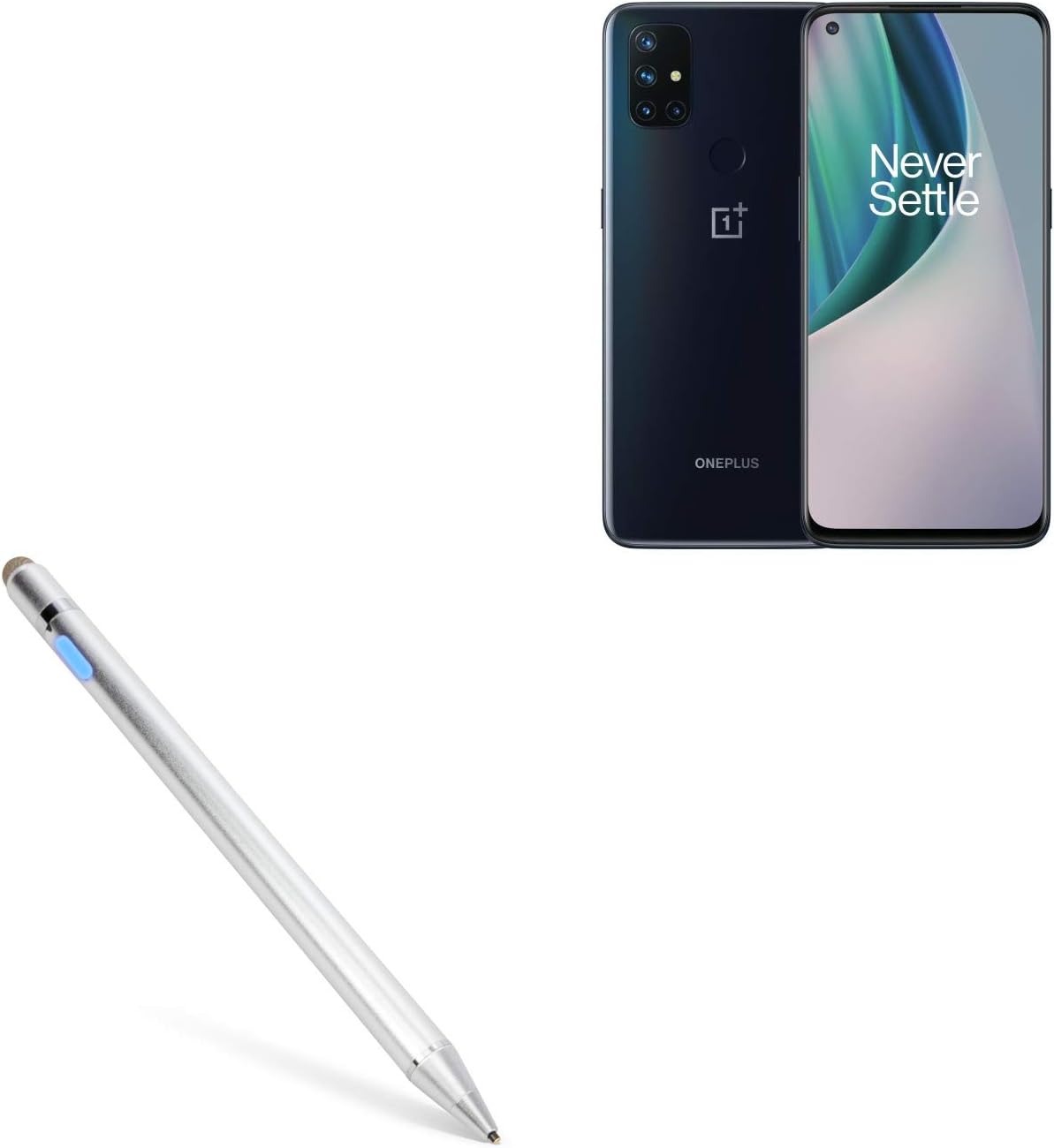 BoxWave Stylus Pen Compatible with OnePlus Nord N10 5G - AccuPoint Active Stylus, Electronic Stylus with Ultra Fine Tip - Metallic Silver