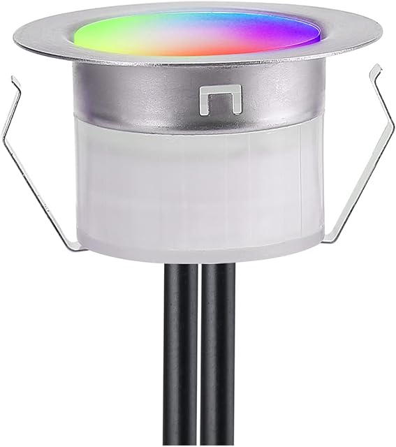 LED Decking Light RGB Waterproof IP67 Timing Music Sync Ø45MM DC12V Recessed Deck Light with Dynamic Color Changing Lighting for Terrace/Patio/Path/Wall/Garden