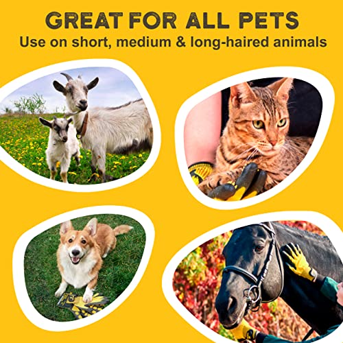 Pet Grooming And Bathing Gloves - Effective Pet Hair Remover For Cats, Dogs & Horses - Long & Short Fur - Deshedding Gloves For Pets #TOP4