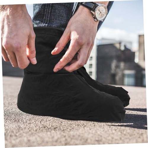 Cubrecalzados antideslizantes resistentes al desgaste para viaje y uso al aire libre, protectores impermeables ligeros para botas, para hombre y mujer, color negro miniatura 3