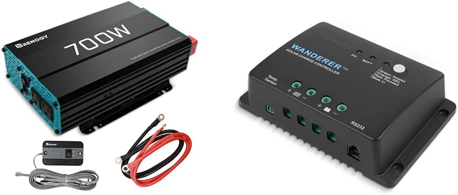Renogy 700W Pure Sine Wave Inverter 12V DC to 120V AC Converter for Home, RV, Truck, Solar Power Inverter & Wanderer Li 30A 12V PWM Negative Ground Solar Charge Controller Solar Panel Regulator : Patio, Lawn & Garden