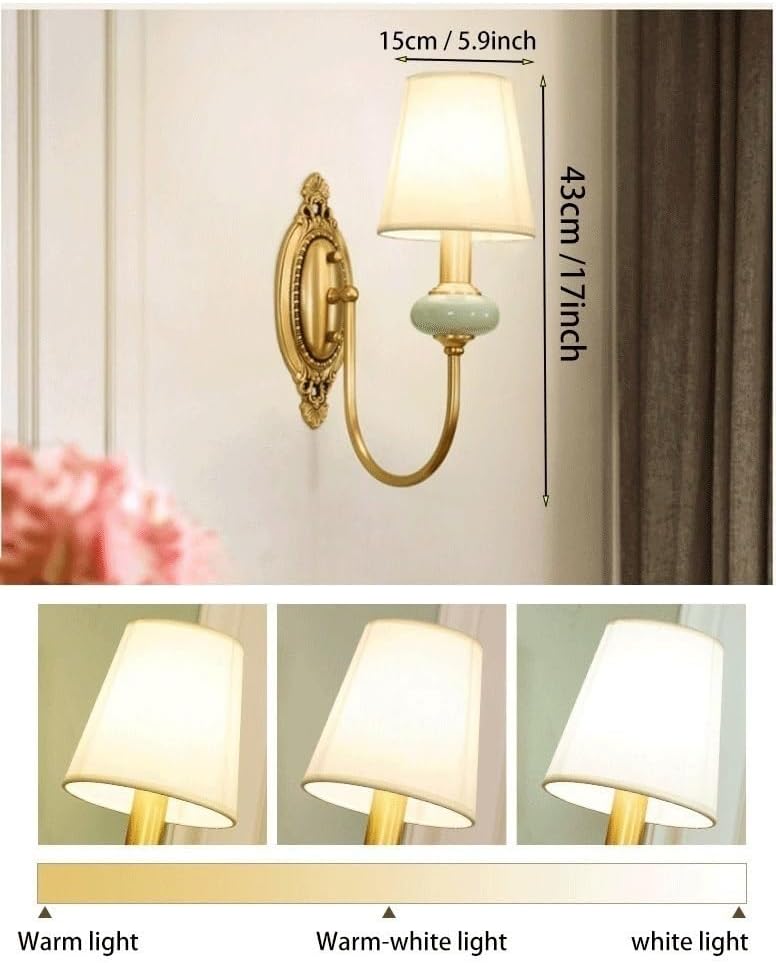 Miniatura 2 de Juego de 2 apliques de pared inalámbricos que funcionan con pilas, apliques de pared de latón antiguo recargables con bombillas y controles remotos,