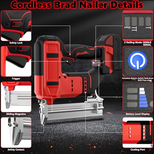 Cordless Brad Nailer Compatible with Milwaukee Battery