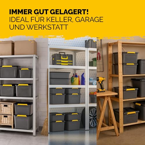 Monzana® 4x Cajas de Almacenaje con Tapa 40L Apilables para Alimentos sin BPA Cierre Clic Bodega Taller Garaje - imagen 8