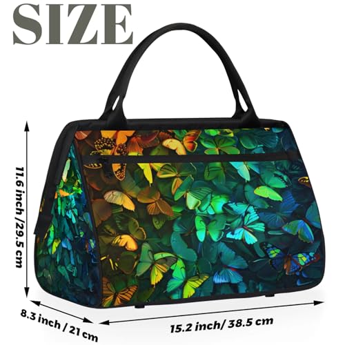 Overnight Weekender Bag for Women Men Animal Rainbow Butterfly Waterproof Carry On Travel Duffel Bags with Zipper Lightweight Sports Gym Bag Luggage Workout Handle Bags for Traveling Yoga Camping2