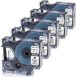 Replace DYMO Label Maker Refills D1 Label Tape 45013 S0720530 1/2 Inch Fit for Dymo LabelManager 160 280 360D Colorpop D1 Cassette Label Maker Tape Black on White 1/2'' x 23'(12mm x 7m), 5 Pack