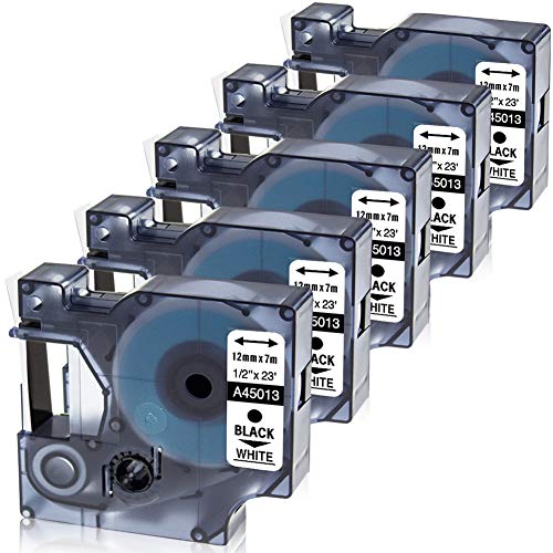 Replace DYMO Label Maker Refills D1 Label Tape 45013 S0720530 1/2 Inch Fit for Dymo LabelManager 160 280 360D Colorpop D1 Cassette Label Maker Tape Black on White 1/2'' x 23'(12mm  image 6