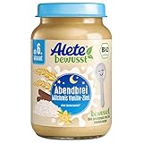 Alete Bio Gläschen Abendbrei Milchreis Vanille-Zimt, Babynahrung in Bio-Qualität, ohne Palmöl & Zuckerzusatz, ab dem 6. Monat, 6er Pack (6 x 190 g)