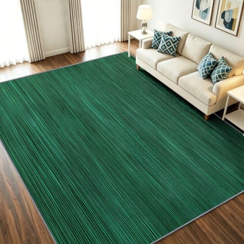 Alfombra lavable verde antideslizante de pelo corto para salón moderno 2