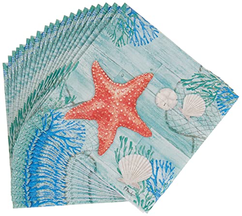 Boston International Guardanapos de coquetel de papel com 3 camadas com tema de praia Celebrate the