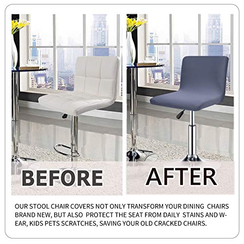Deisy Dee Stretch Chair Cover Slipcovers For Low Short Back Chair Bar Stool Chair C114 (Dark Grey) #TOP4