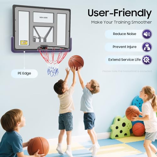 44“ x 30“ Basketball Backboard & Rim Combo, Wall-Mount Basketball Backboard Hoops PET Shatter Proof Backboard, Indoor Hoop Replacement Kit w/Bracket Hoop for Home Training & Club - Thumbnail 6