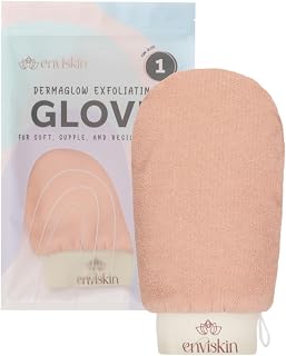 Dermaglow Deep Exfoliating Glove - Plant Based Body Exfoliator for Kerotosis Pilaris & Spray Tan Removal -Pink